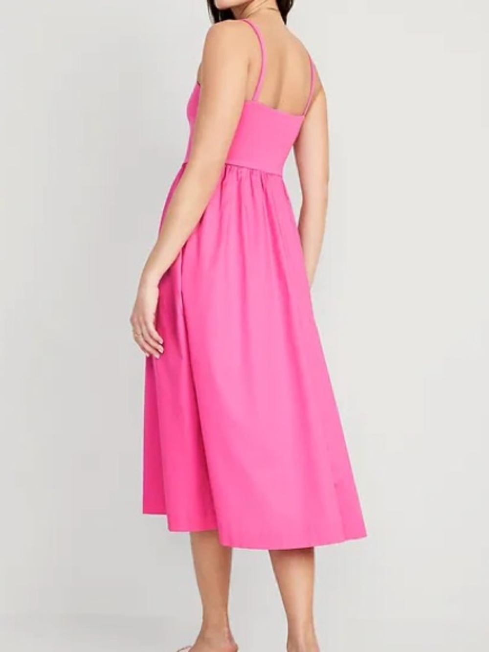 Old Navy Fit & Flare Combination Midi Dress in Neon Petunia Size M